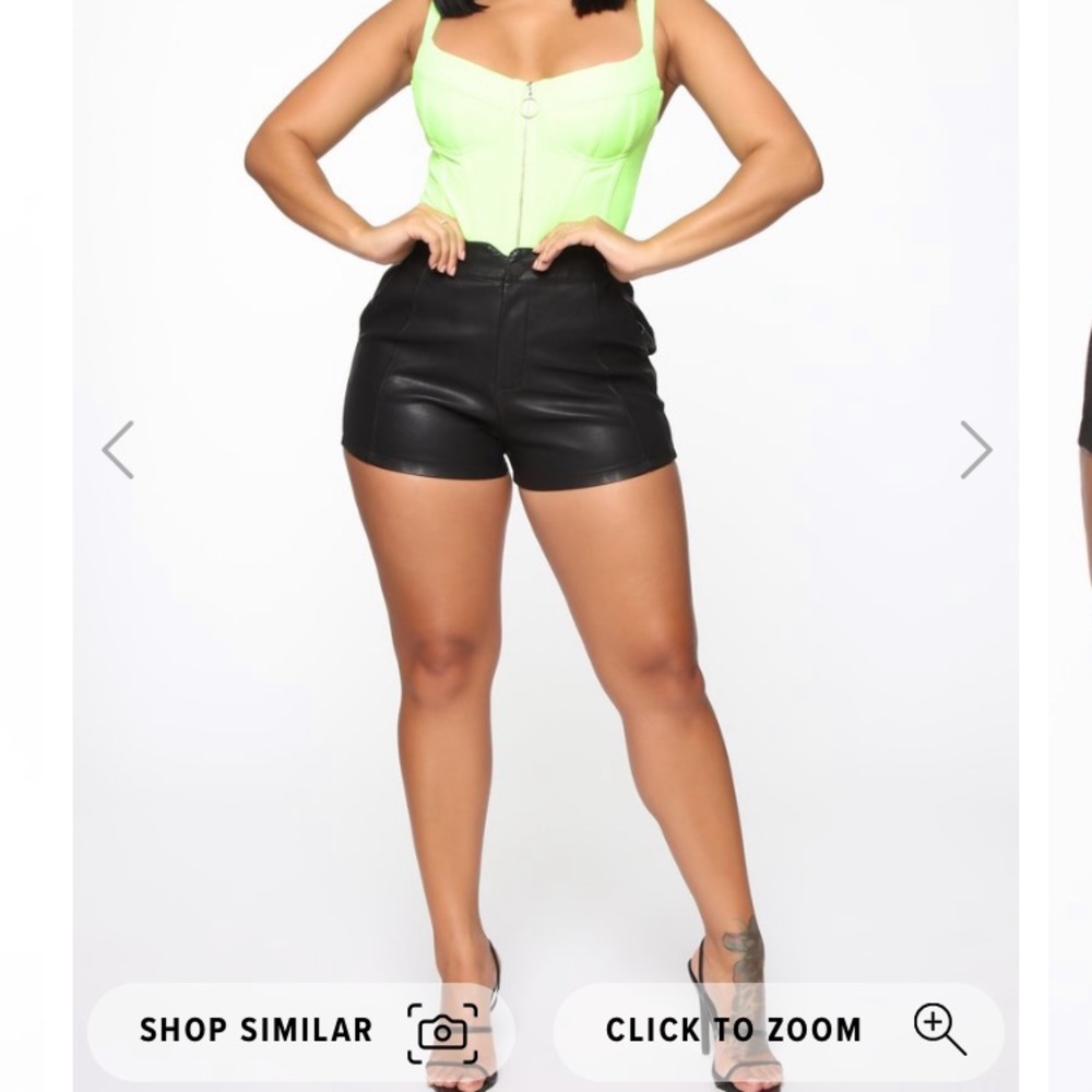 Black faux leather shorts